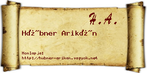 Hübner Arikán névjegykártya